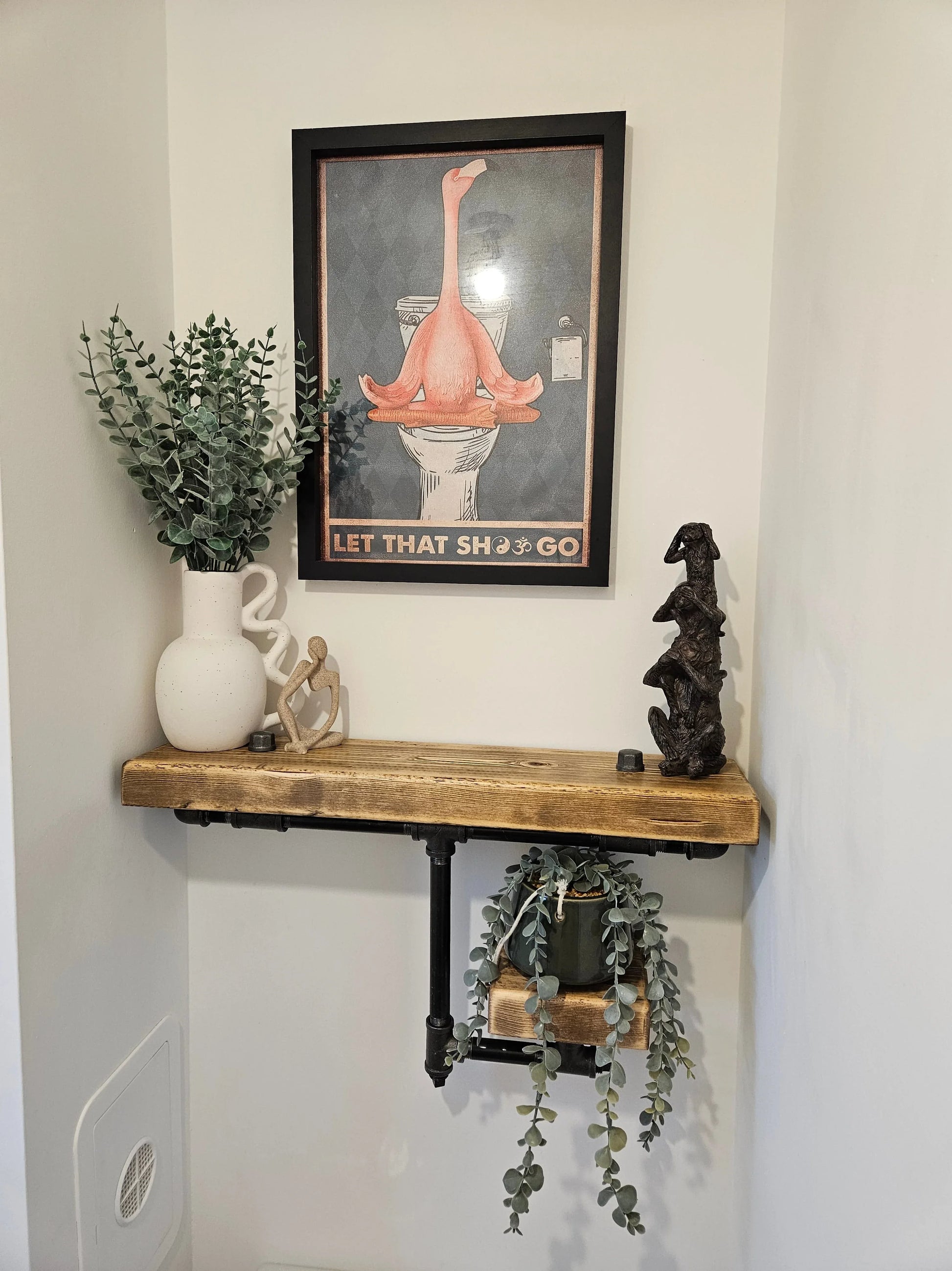 Rustic 2-Tier Shelving Unit – Wood & Metal Shelf for Storage & Display - DK Fabrications