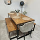 Rustic Dining Table with Square Steel Legs – Solid Wood & Metal - DK Fabrications