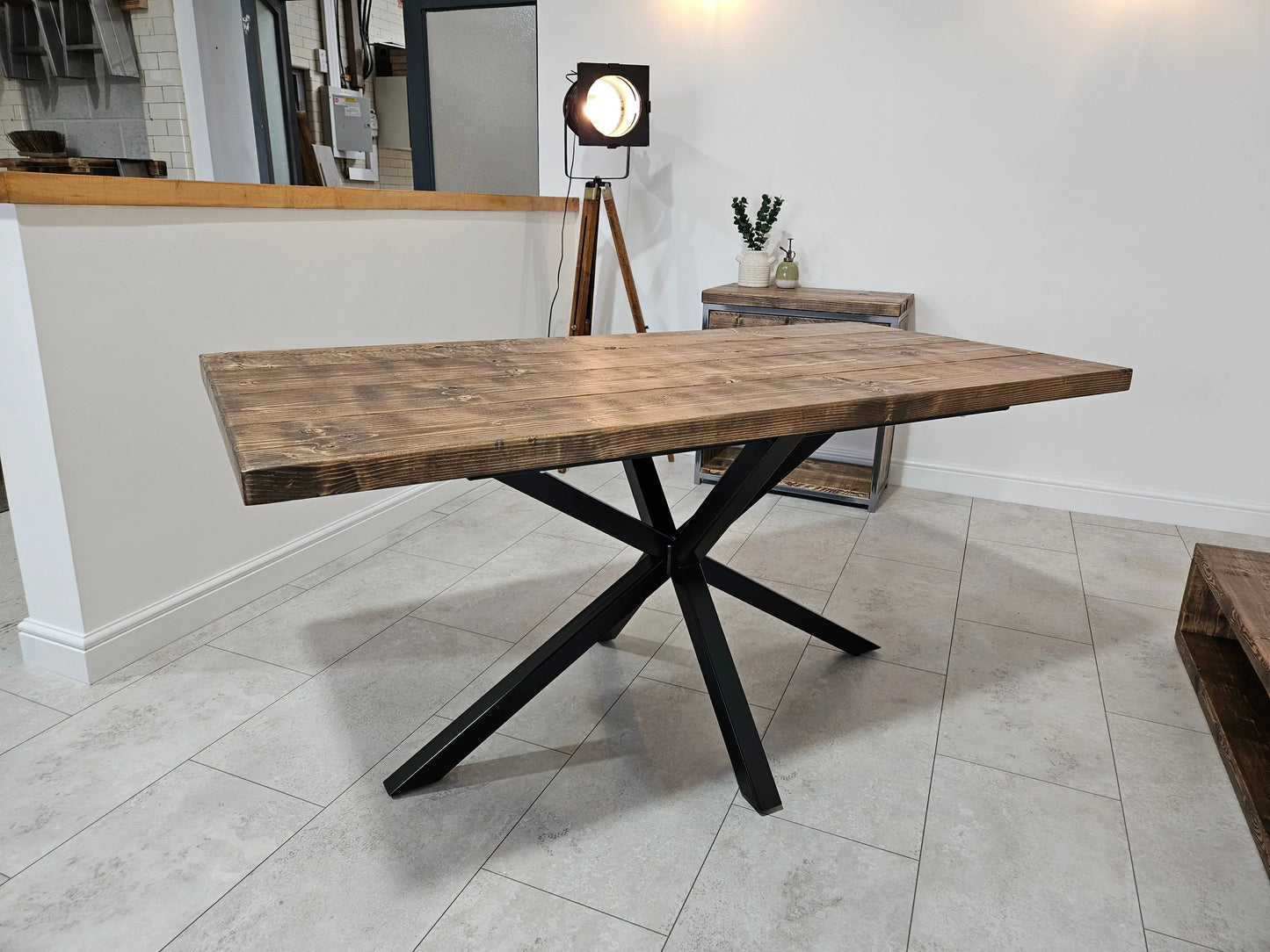 ndustrial Dining Table with Spider-Style Legs – Solid Wood & Metal - DK Fabrications
