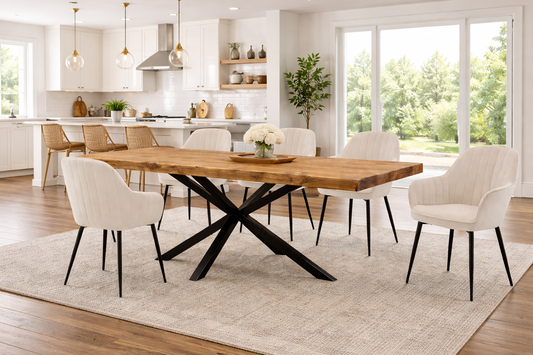 ndustrial Dining Table with Spider-Style Legs – Solid Wood & Metal