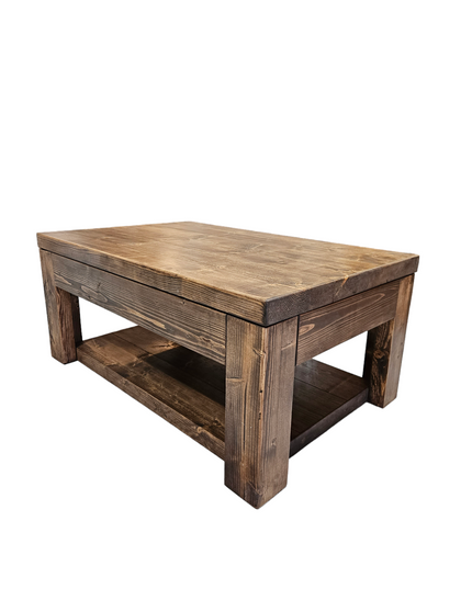 Cantilever coffee table with storage-rustic industrial | UK Made