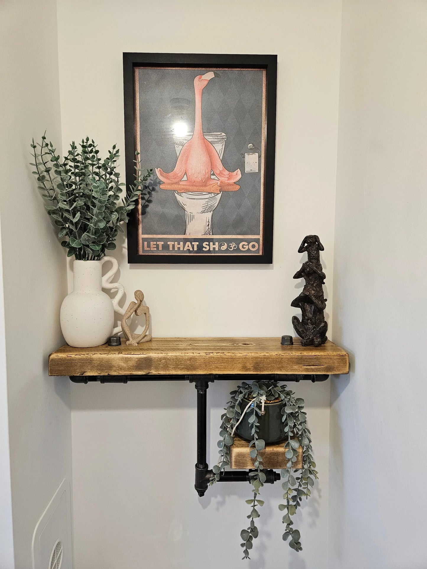 Rustic 2-Tier Shelving Unit – Wood & Metal Shelf for Storage & Display - DK Fabrications