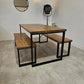Rustic Dining Table with Square Steel Legs – Solid Wood & Metal - DK Fabrications