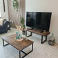 Handmade Rustic Industrial Coffee Table | Solid Wood Top & Steel Legs - DK Fabrications