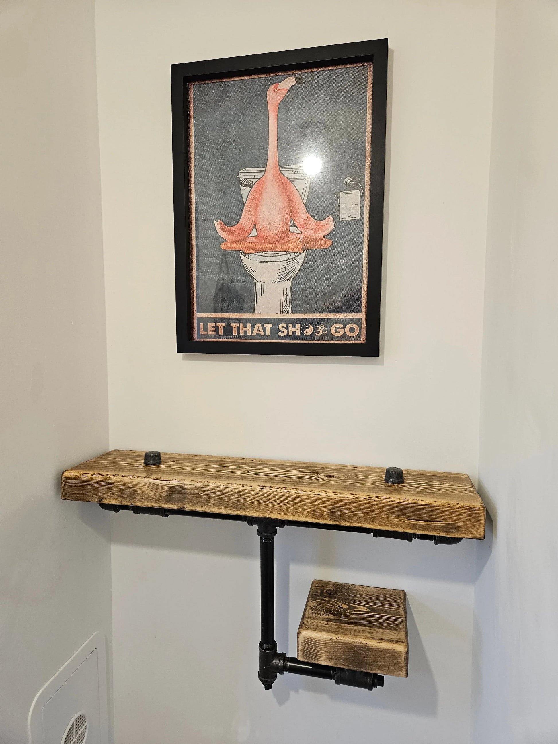 Rustic 2-Tier Shelving Unit – Wood & Metal Shelf for Storage & Display - DK Fabrications