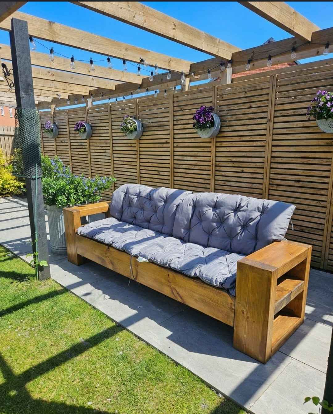 Solid Timber Garden Seat 2.4m – Heavy-Duty Outdoor Wooden Bench