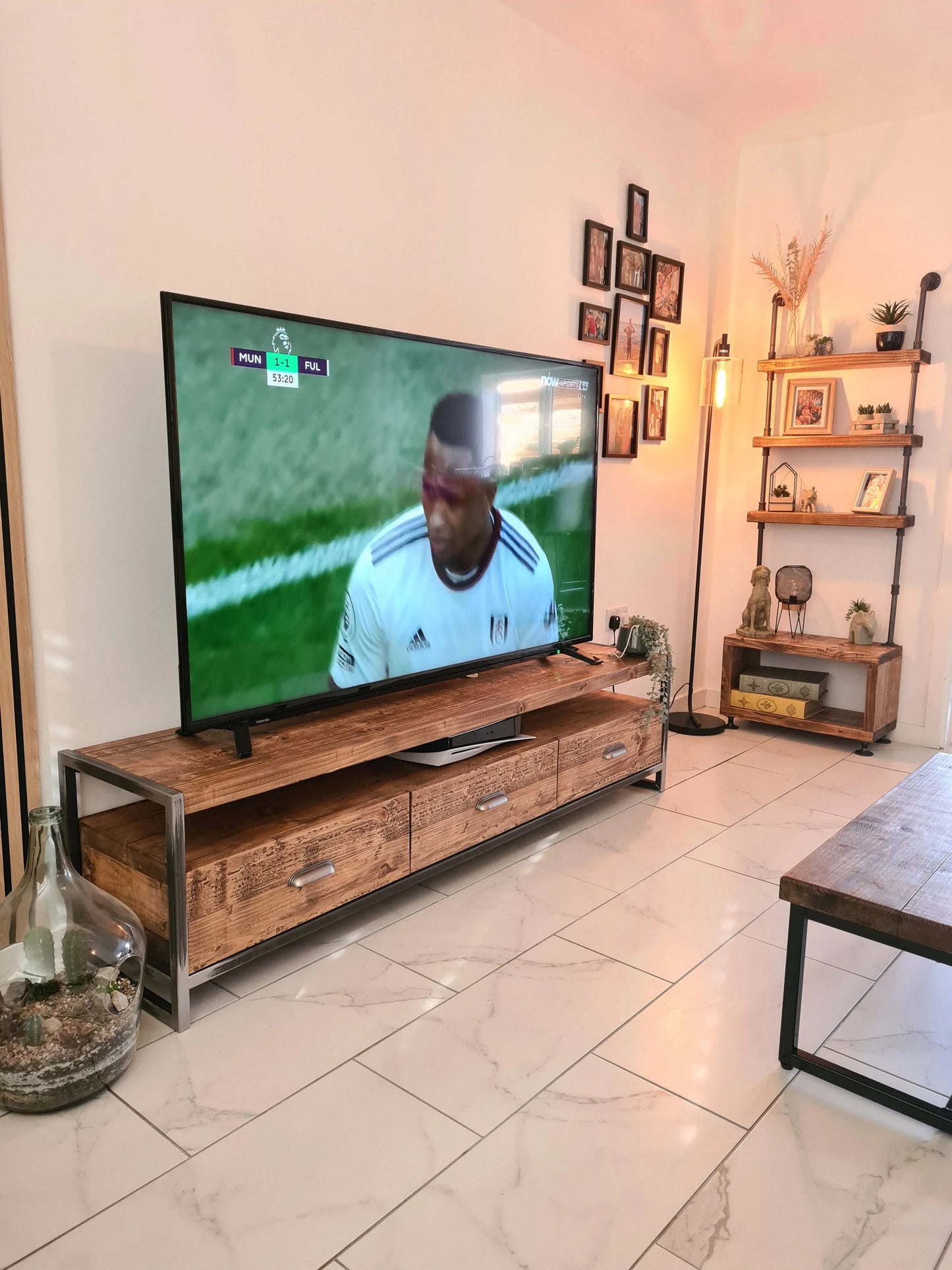 Industrial TV Stand with Drawers – Wood & Metal Media Console - DK Fabrications