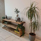 Rustic Handmade TV Unit with 3 Shelves – Solid Wood Media Console - DK Fabrications