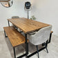 Rustic Dining Table with Square Steel Legs – Solid Wood & Metal - DK Fabrications