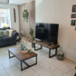 Handmade Rustic Industrial Coffee Table | Solid Wood Top & Steel Legs - DK Fabrications