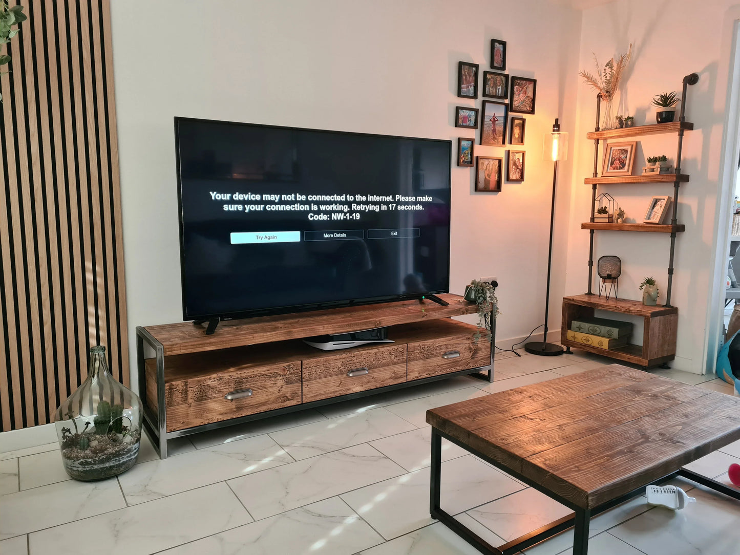 Industrial TV Stand with Drawers – Wood & Metal Media Console - DK Fabrications