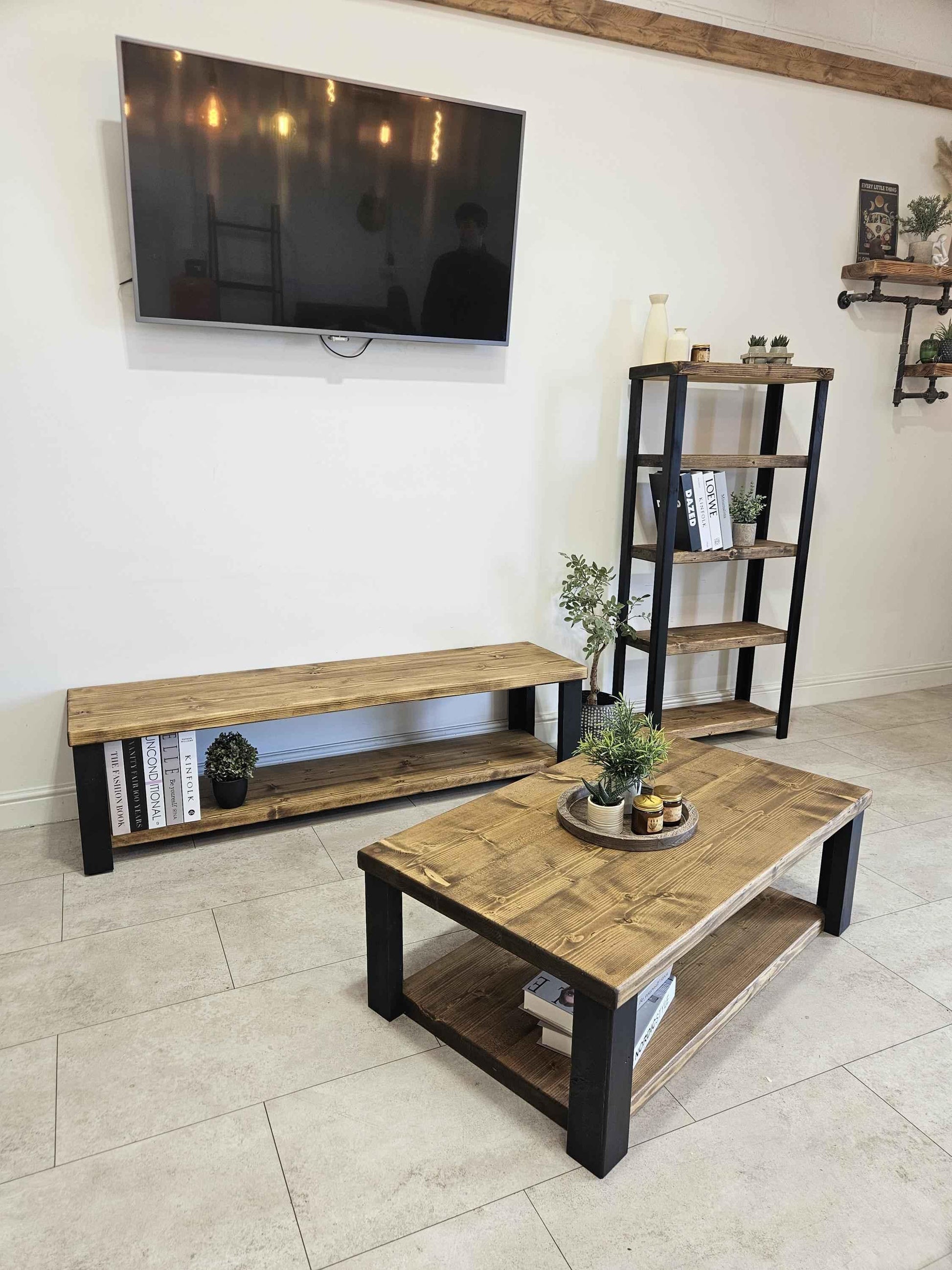 Farmhouse Wooden Coffee Table – Rustic Living Room Table with Storage - DK Fabrications