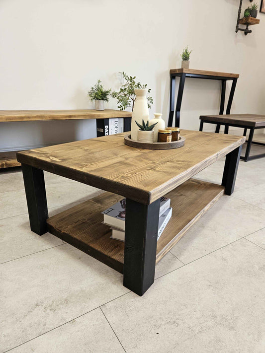 Coffee table rustic-handmade- farm house style | UK Made 45cm high