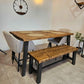 Rustic Industrial Solid Wood Dining Table with Steel Legs – Handmade Farmhouse Table - DK Fabrications