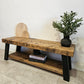 Rustic TV Stand – Handmade Industrial Solid Wood & Steel Media Unit - DK Fabrications
