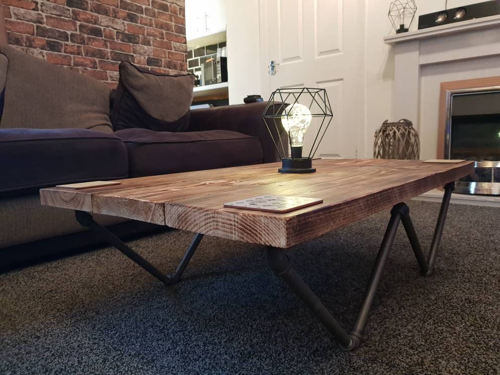 Coffee table industrial rustic timber unique