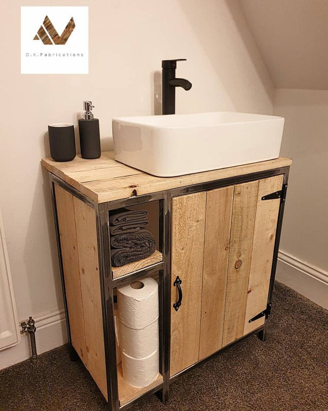 Rustic industrial vanity unit-basin and tap | UK Made - DK Fabrications