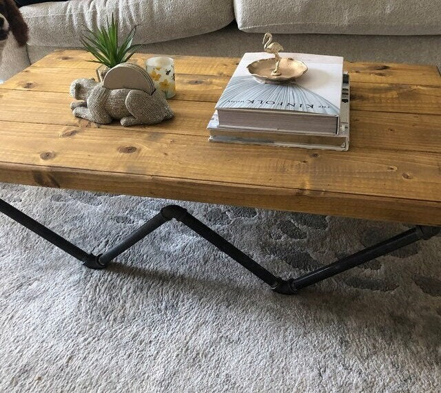 Coffee table industrial rustic timber unique