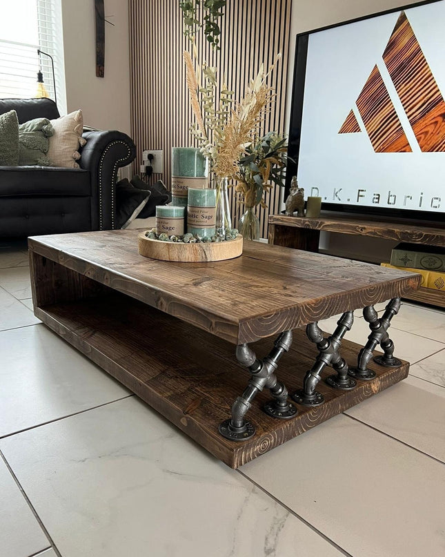 Coffee table handmade industrial rustic | UK Made - DK Fabrications