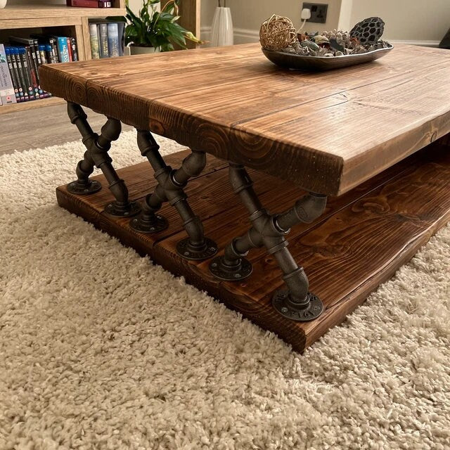 Coffee table handmade industrial rustic | UK Made - DK Fabrications