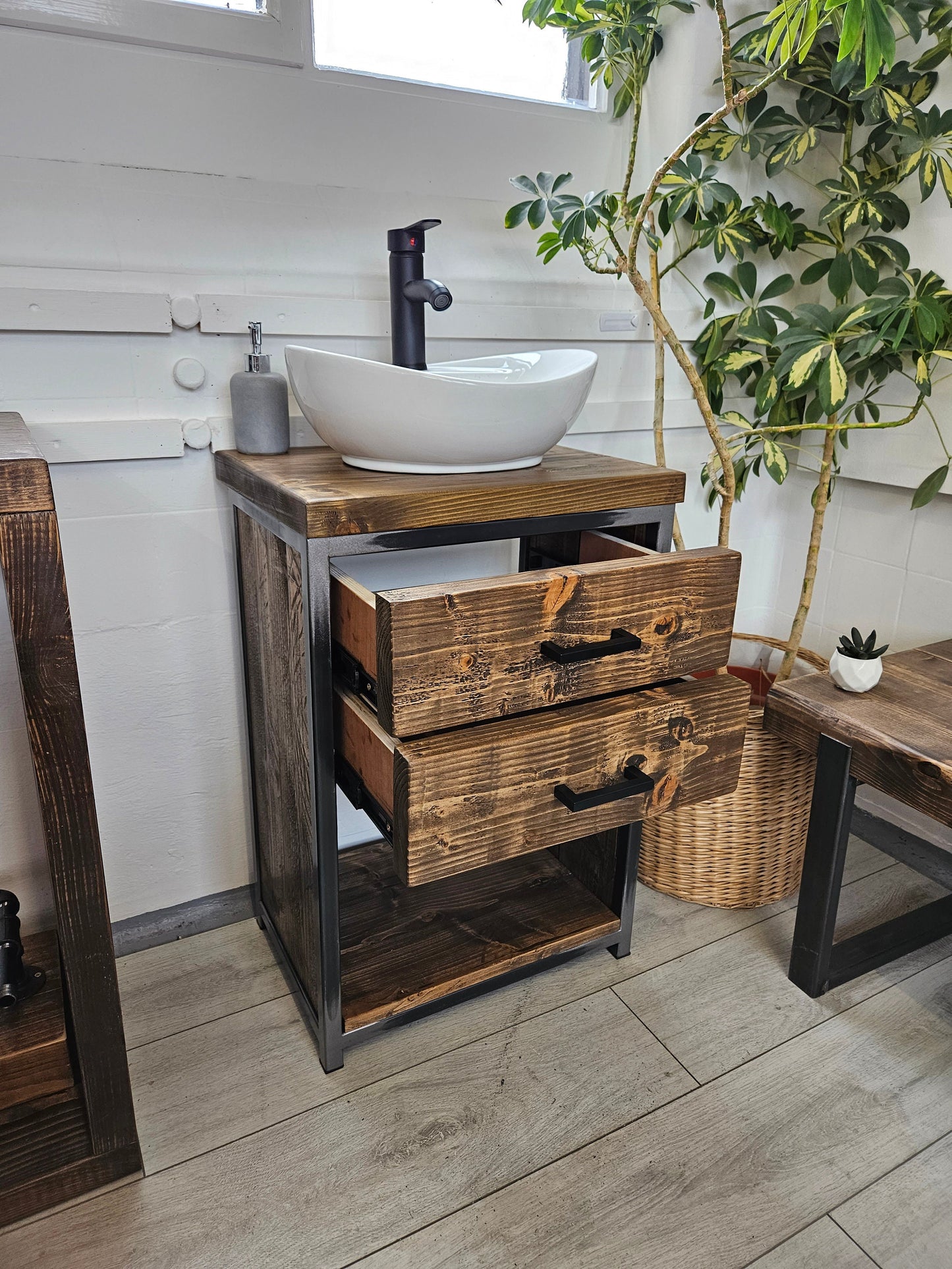 Industrial vanity unit rustic handmade