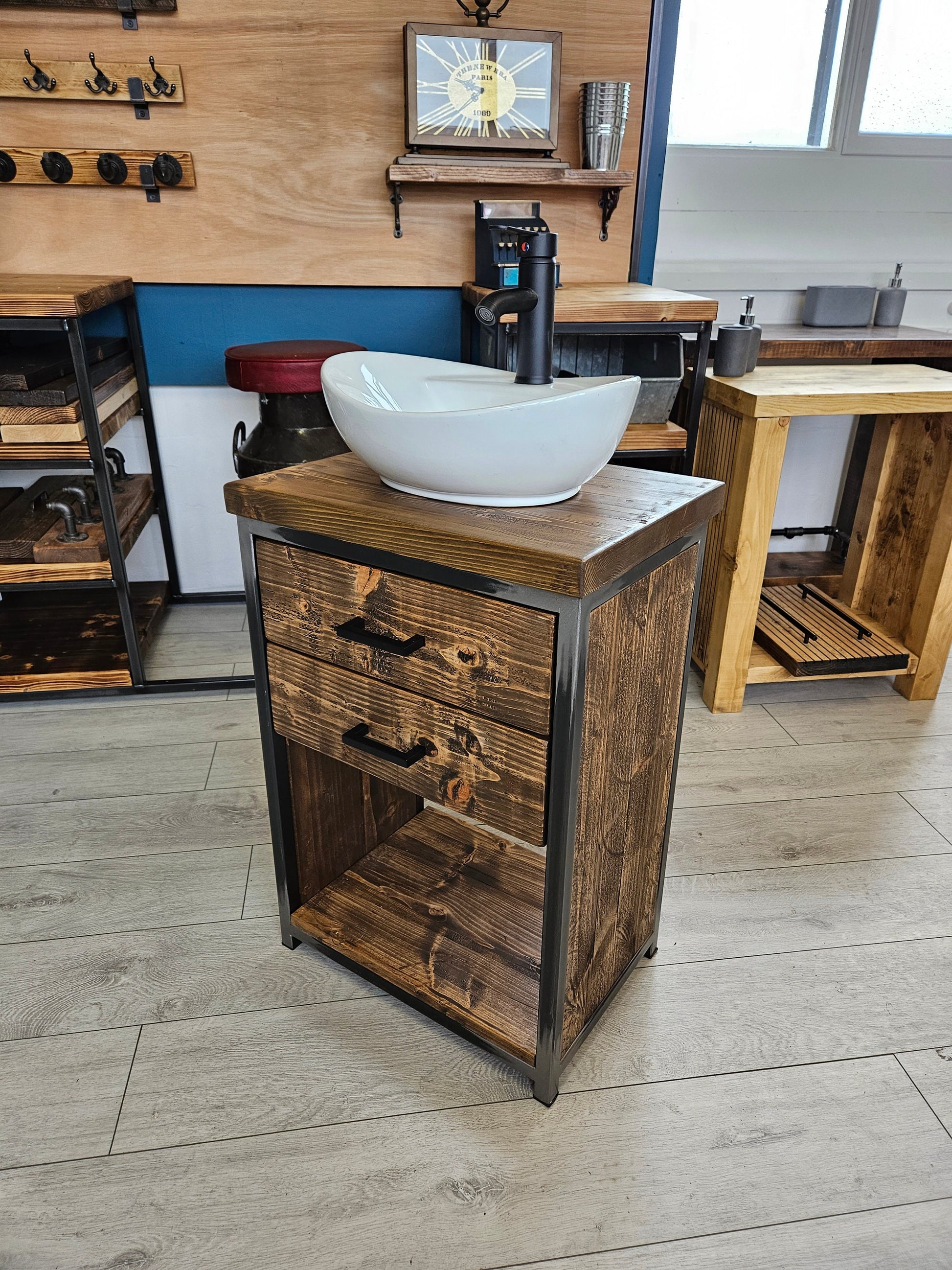 Industrial vanity unit rustic handmade