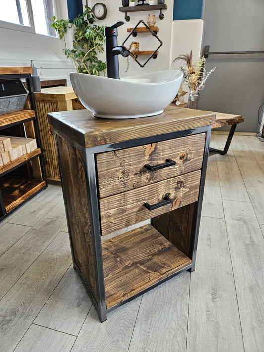 Industrial vanity unit rustic handmade