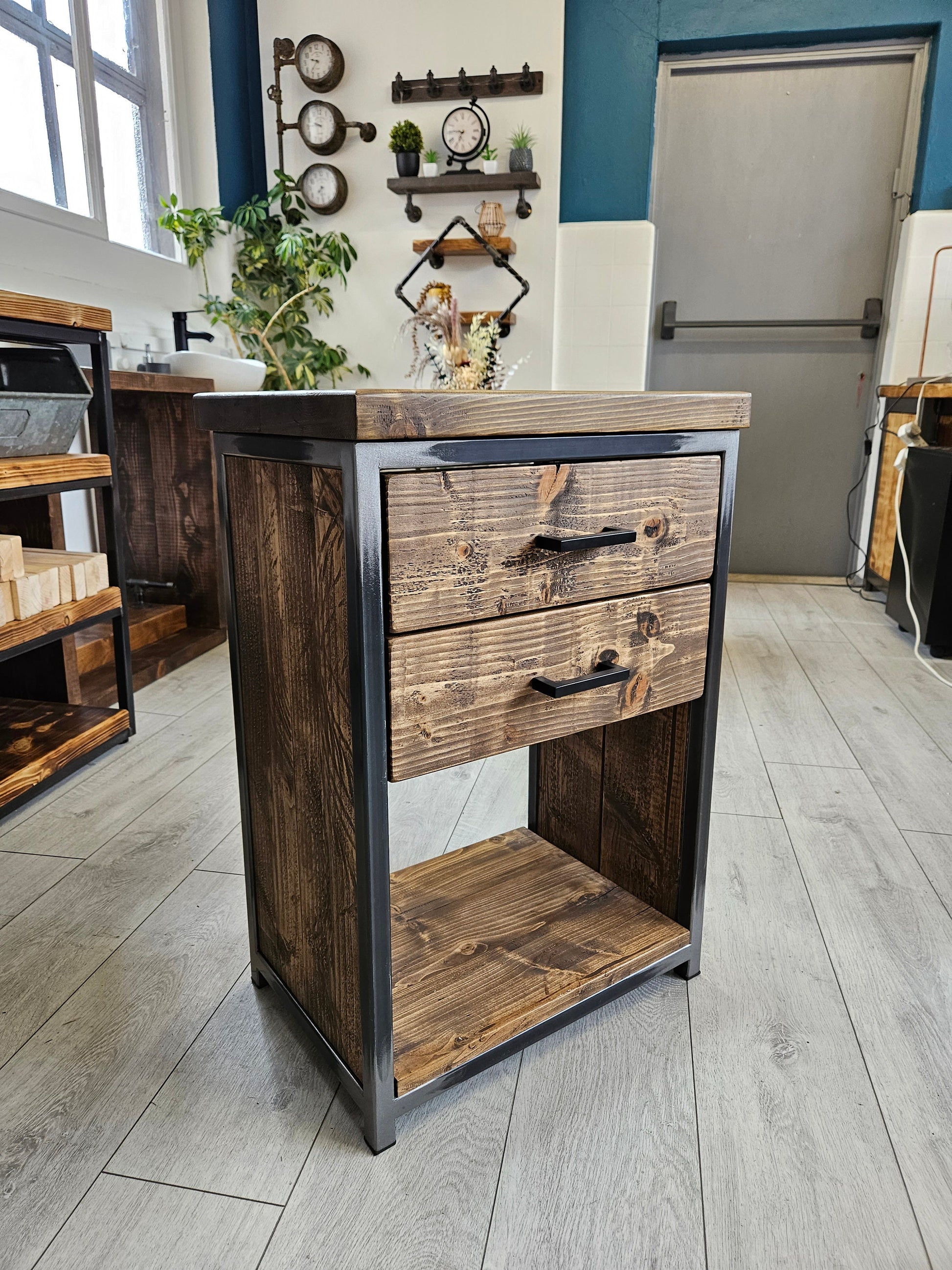 Industrial vanity unit rustic handmade