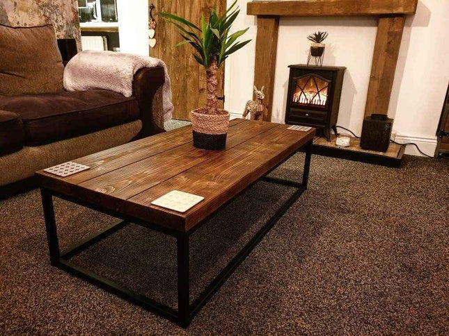 Coffee table industrial rustic reclaimed timber | UK Made
