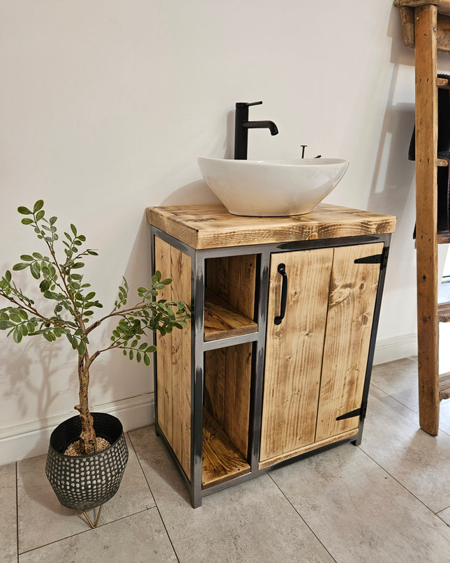 Rustic industrial vanity unit-basin and tap | UK Made - DK Fabrications