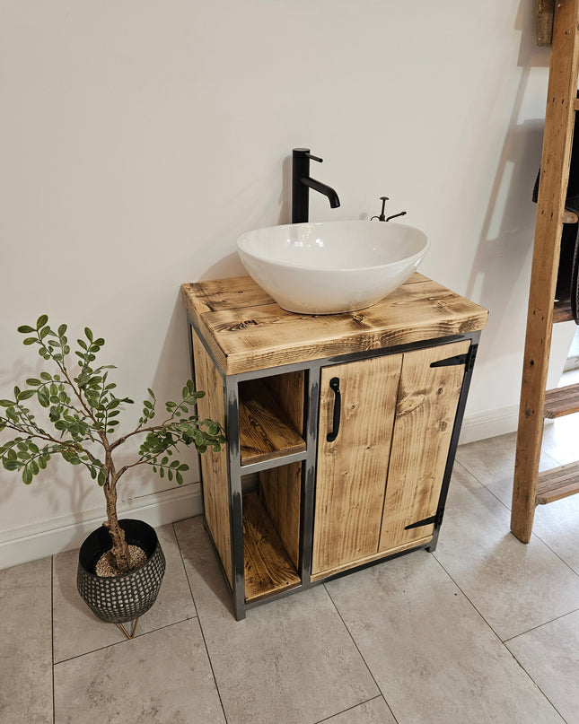 Rustic industrial vanity unit-basin and tap | UK Made - DK Fabrications