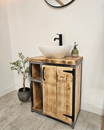Rustic industrial vanity unit-basin and tap | UK Made - DK Fabrications