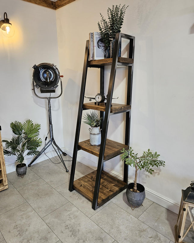 Ladder bookshelf industrial rustic | UK Made - DK Fabrications