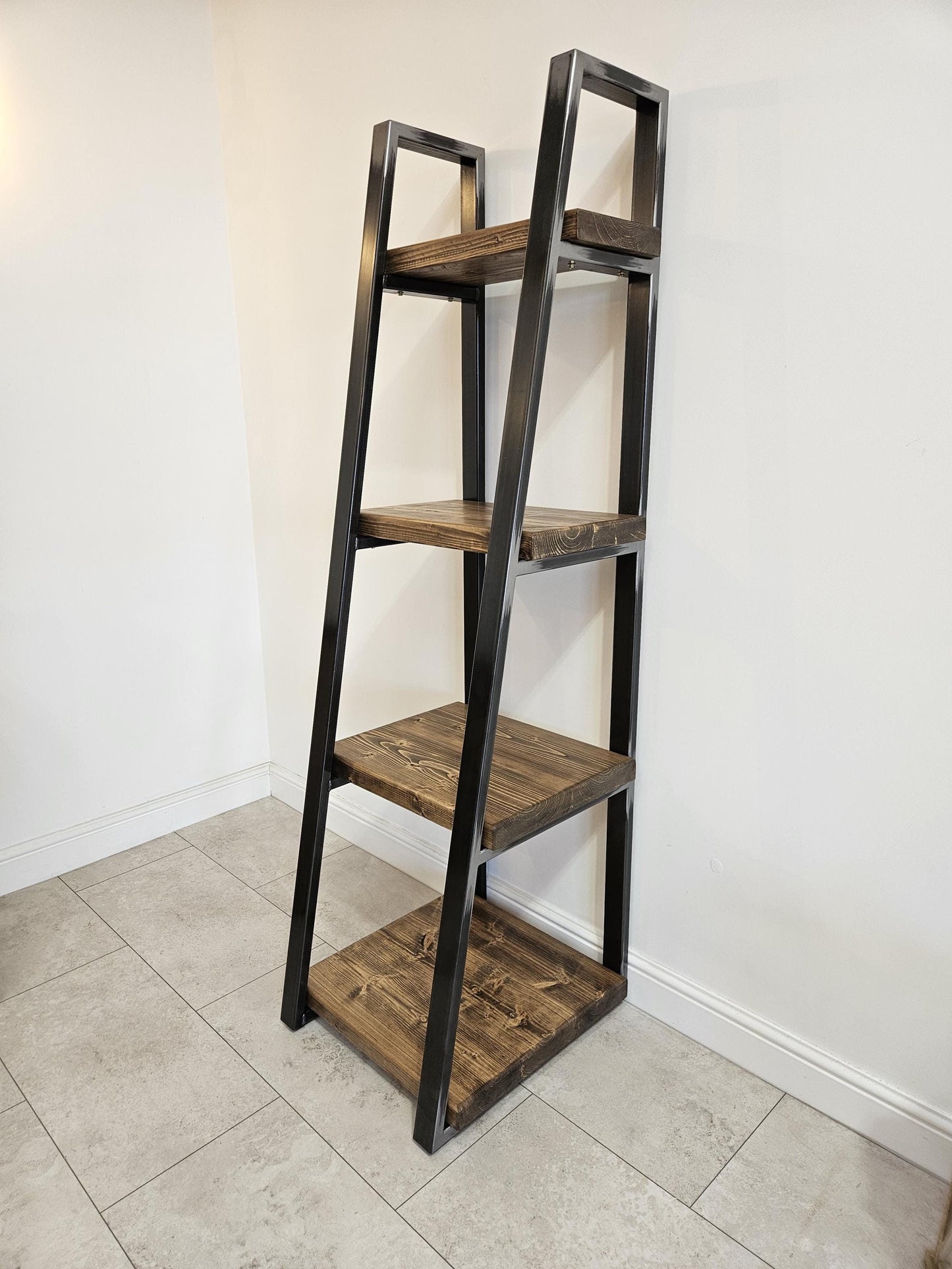 Ladder bookshelf industrial rustic handmade