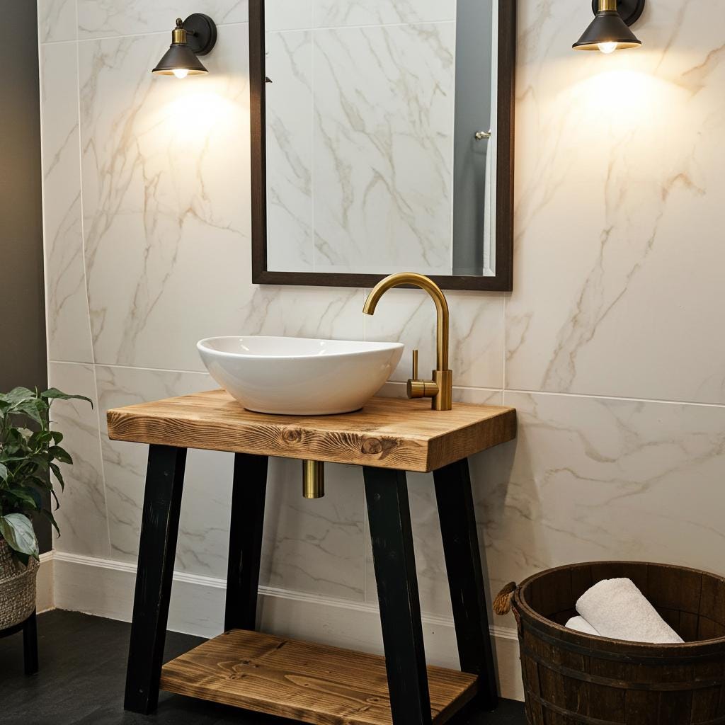 Bathroom unit vanity wooden storage handmade