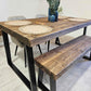 Rustic Industrial Dining Table – Trapezoid Leg Wood & Metal Table - DK Fabrications