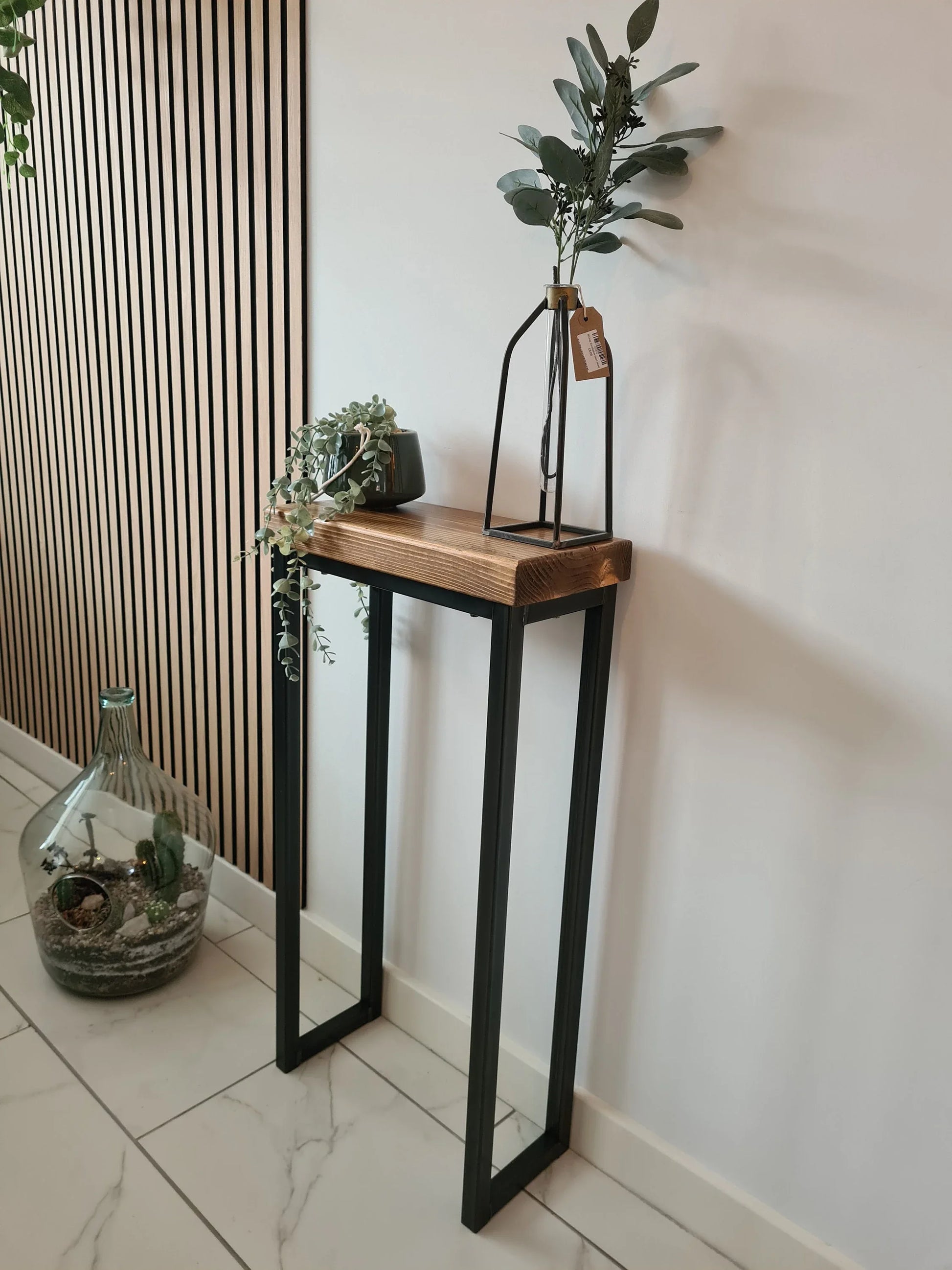 Industrial Side Table – Slim Narrow Console Table for Hallway & Living Room - DK Fabrications
