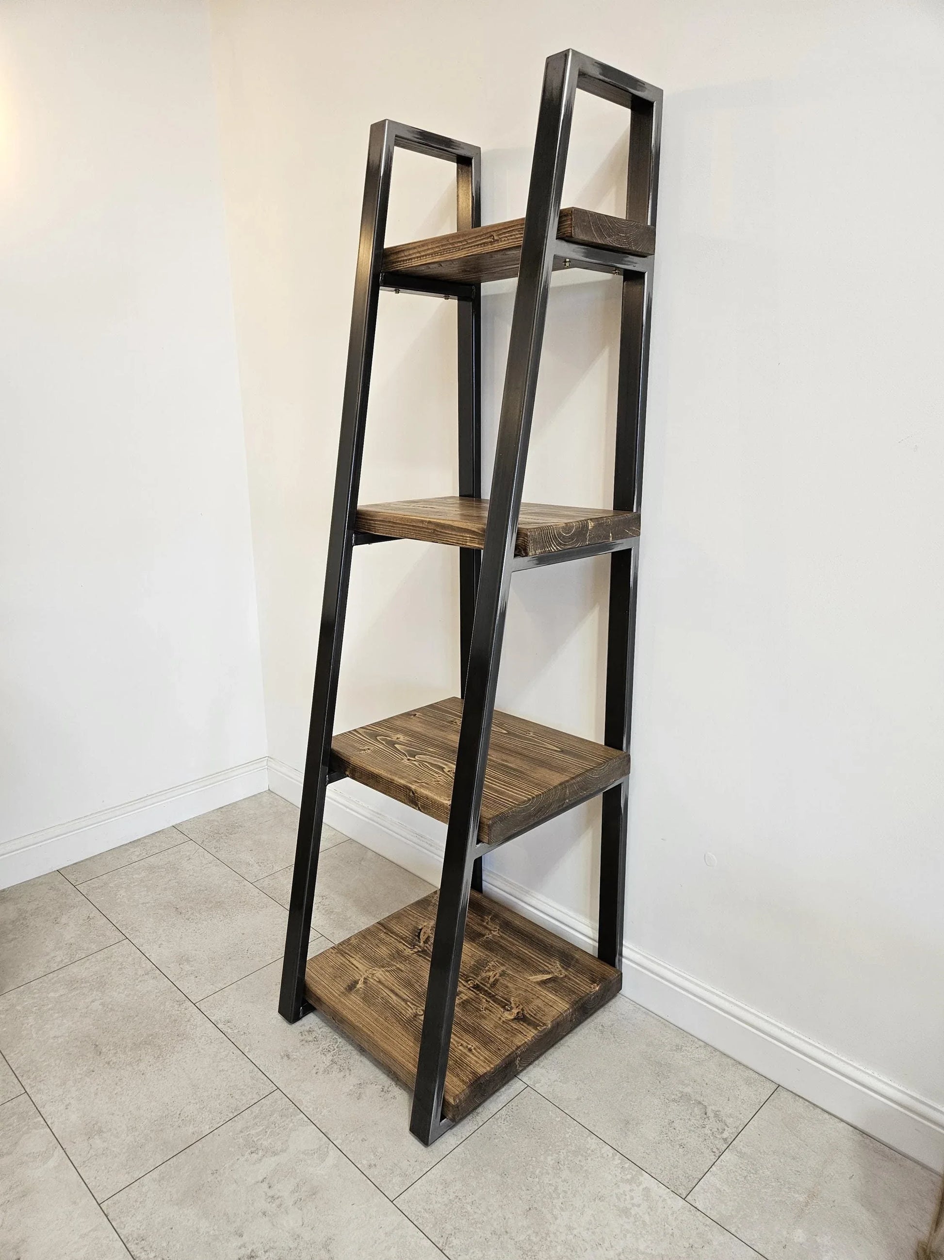 Ladder Bookshelf – Industrial Ladder Shelf for Storage & Display - DK Fabrications