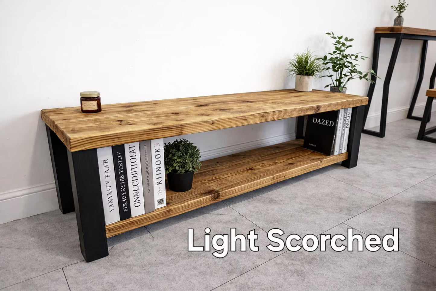 Rustic Handmade TV Unit with 3 Shelves – Solid Wood Media Console
