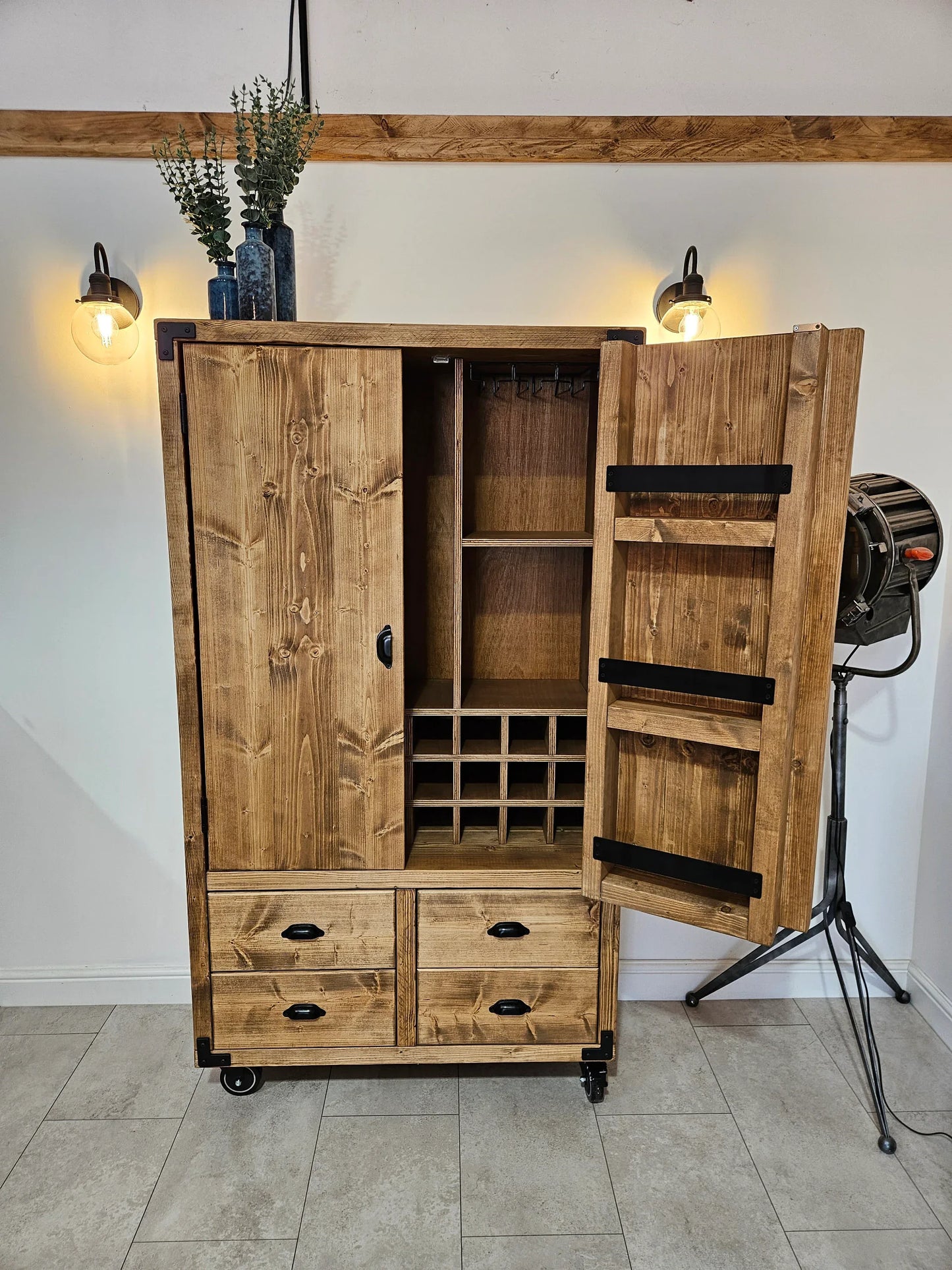 Industrial Drinks Cabinet – Tall Metal Bar Cabinet for Home & Entertaining - DK Fabrications