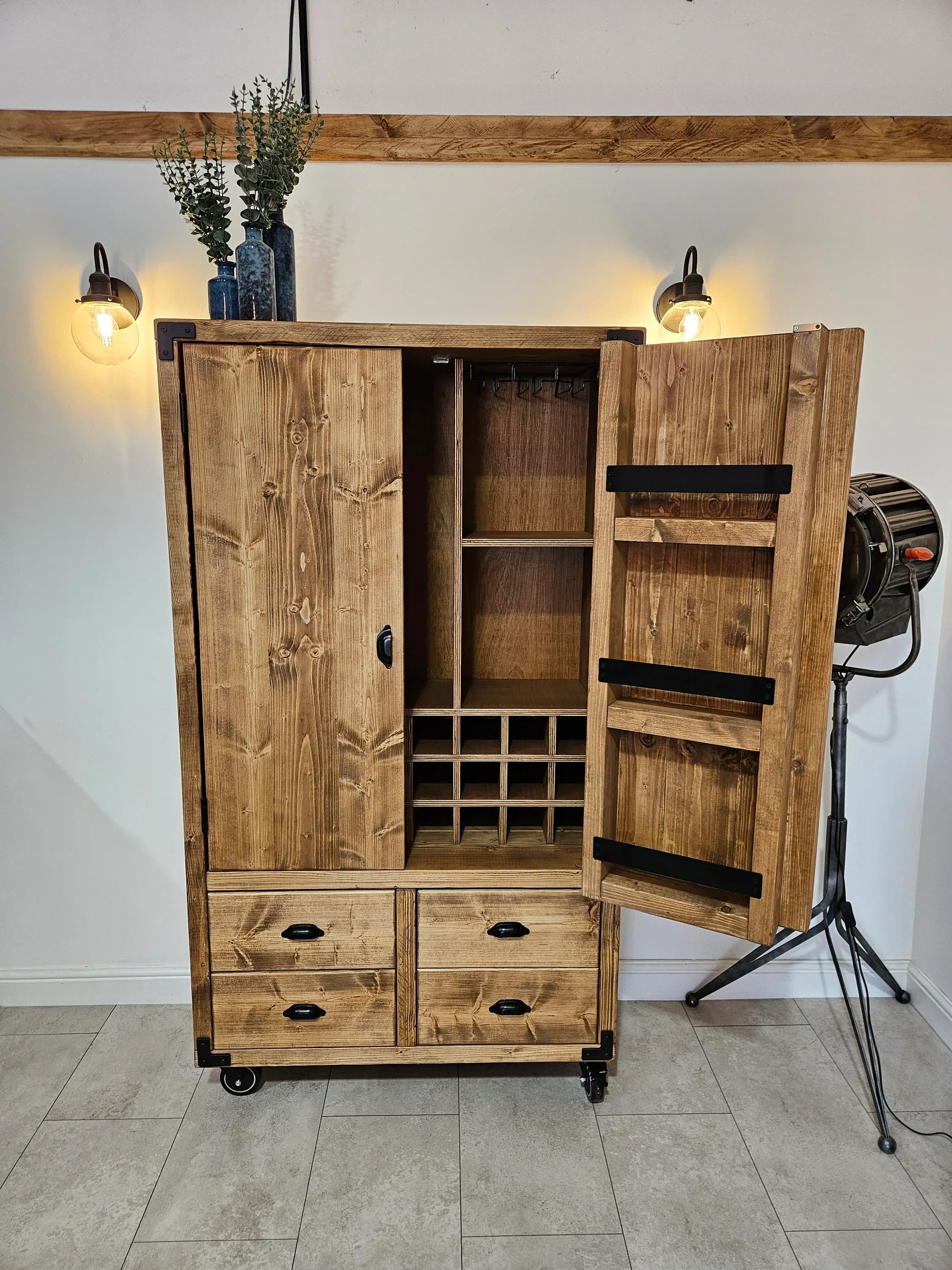Industrial Drinks Cabinet – Tall Metal Bar Cabinet for Home & Entertaining - DK Fabrications