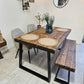 Rustic Industrial Dining Table – Trapezoid Leg Wood & Metal Table - DK Fabrications