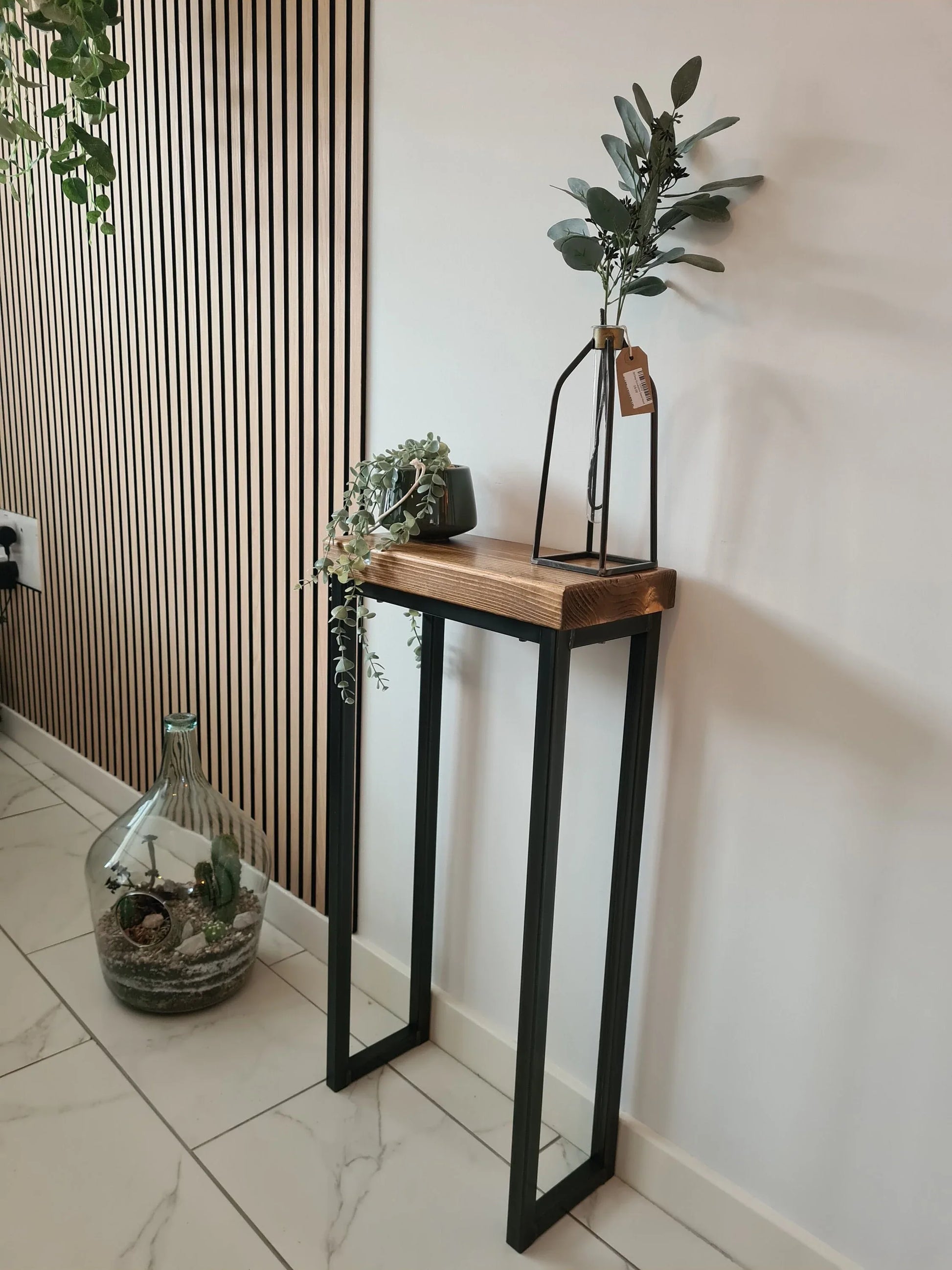 Industrial Side Table – Slim Narrow Console Table for Hallway & Living Room - DK Fabrications