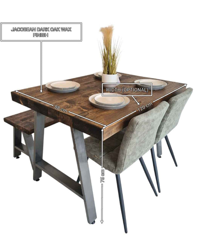 Industrial Dining Table-A Frame  legs-Matt black | UK Made
