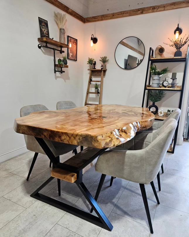 Live edge Sycamore dining table | UK Made - DK Fabrications