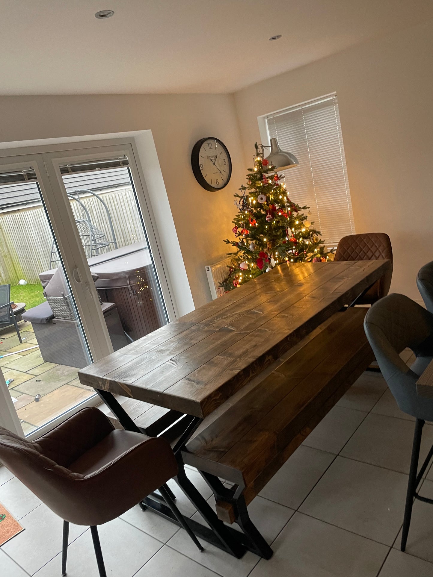 Chunky Solid Wood Dining Table – Rustic Farmhouse Style