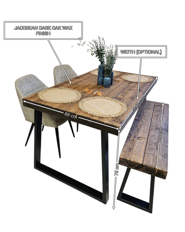 Industrial Dining table-Trapezoid legs | UK Made - DK Fabrications