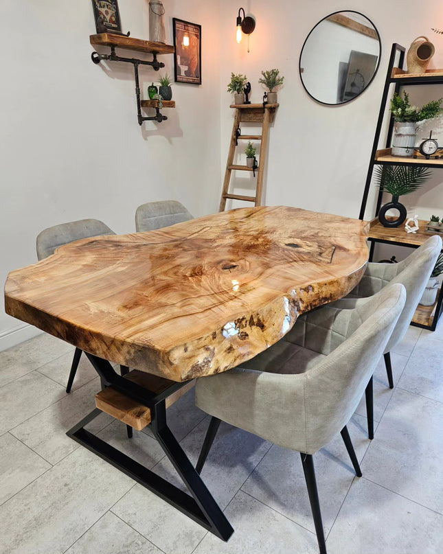 Live edge Sycamore dining table | UK Made - DK Fabrications