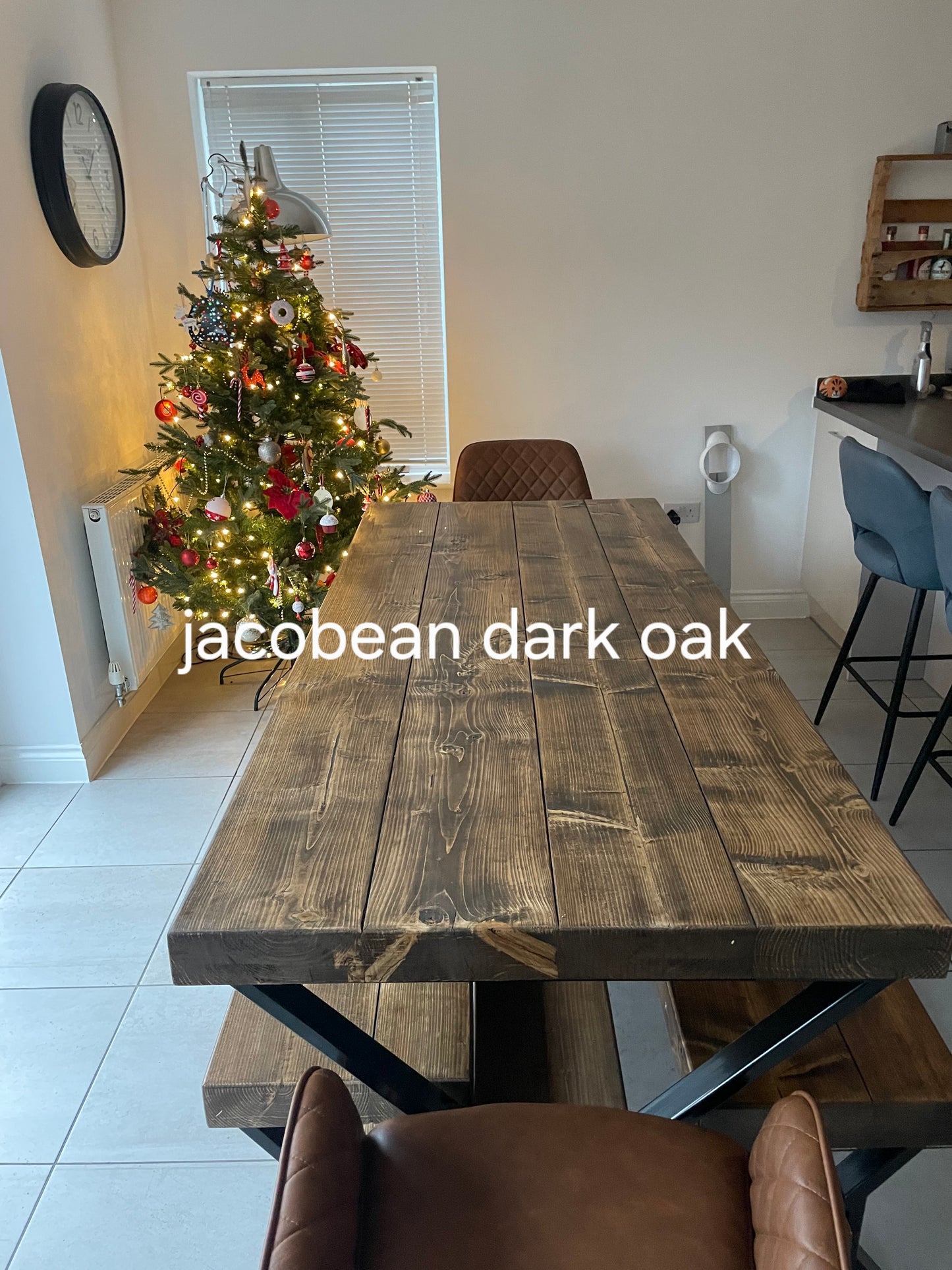 Chunky Solid Wood Dining Table – Rustic Farmhouse Style