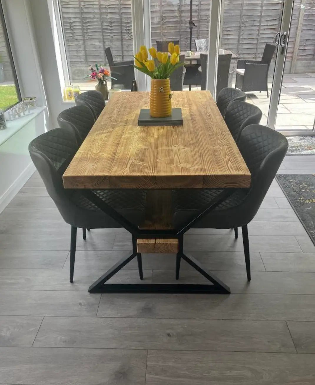 Chunky Solid Wood Dining Table – Rustic Farmhouse Style